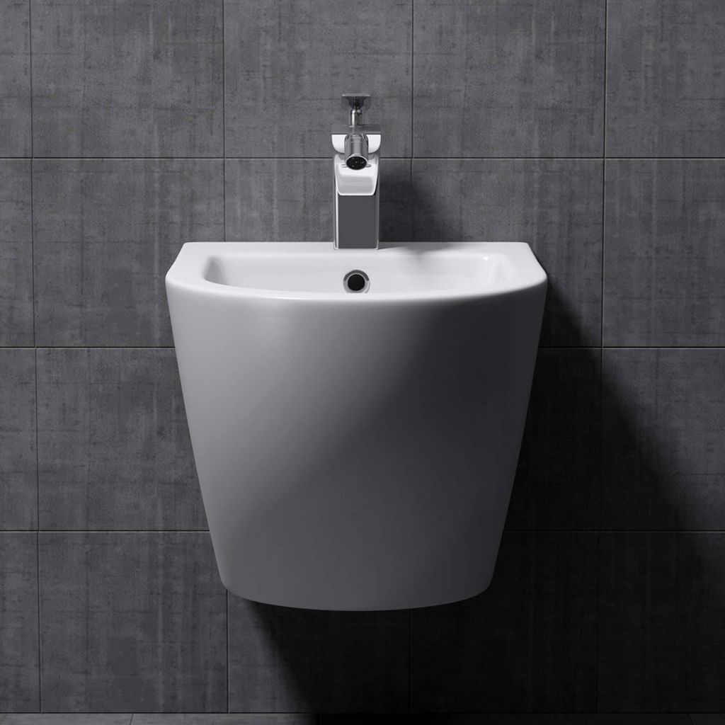 Mai & Mai Hänge-Bidet D179 Weiß 48,5x36x33cm aus Keramik 1-Hahnloch schmutzabweisende Oberfläche