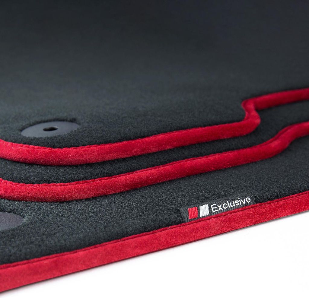 Luxury-line Auto Fußmatten passend für Audi A6 GH / S6 GH e-tron ab Bj. 09/2024-, Bandeinfassung:Rot