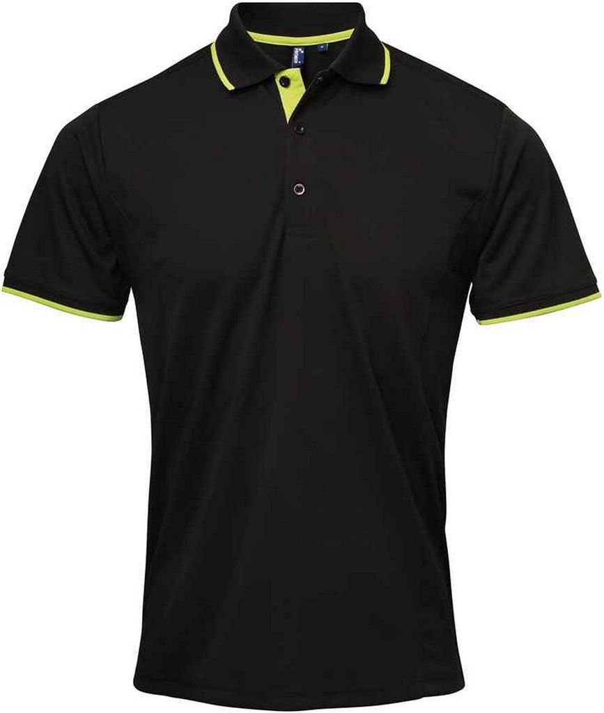 Premier - "Coolchecker" Poloshirt für Herren PC5466 (3XL) (Schwarz/Lindgrün)