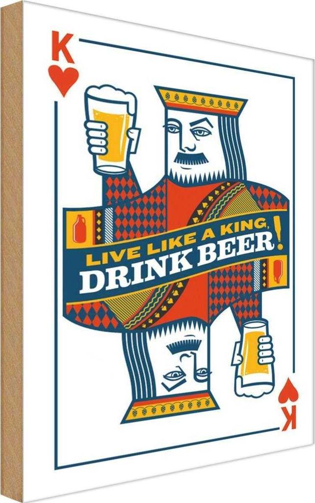 vianmo Holzschild 18x12 cm Bier König drink Beer King Essen Trinken
