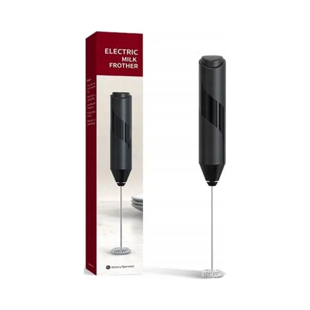 MasterLED Elektrischer Milchaufschäumer Schwarz aus Edelstahl & Kunststoff Handgerät Batteriebetrieben 2xAA für Kaffee Latte Cappuccino