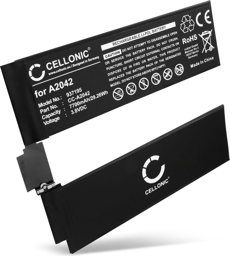 CELLONIC 1x Akku für Tablet Kompatibel mit Apple iPad Pro 11 - A1980, iPad Pro 11 - A1934, iPad Pro 11 - A2013, A2042 - (7700mAh, 3.8V)