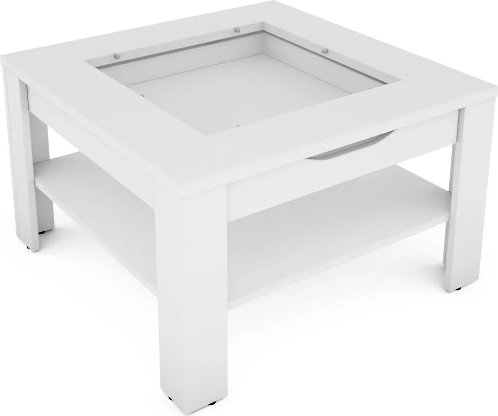 Tavolino Soggiorno Moderno RALPH byLIVING - Bianco con Vetro