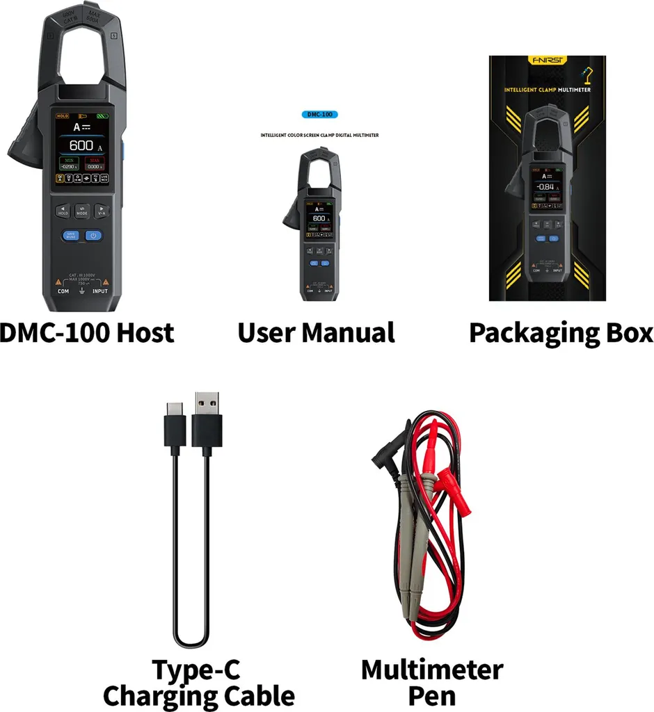 Multimètre à pince AC/DC DMC-100 : mesure de précision et écran LCD rétro