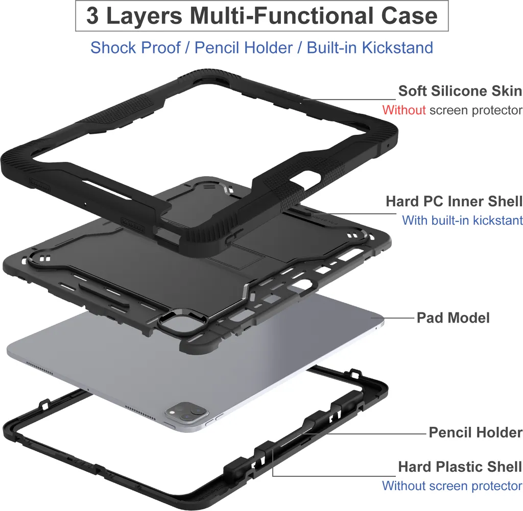 Coque de Protection iPad Pro 13 M4 2024 Renforcée avec Support Intégré
