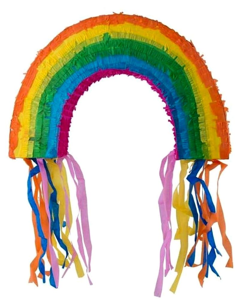 Regenbogen Pinata 58x42x37 cm mit Aufhängung, ohne Füllung, für Innen- & Außenbereich