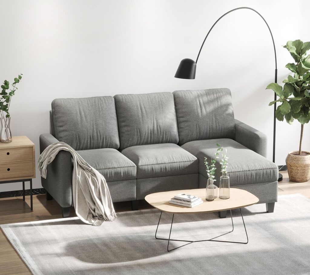 3-Sitzer-Sofa mit Bettkasten und Kissen, Ecksofa, Eckcouch,Couch