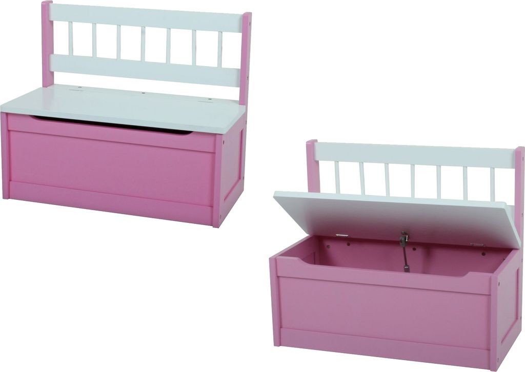 Garden Pleasure Sitztruhe Kinder 314647-2 pink, weiß Holz 60,0 cm