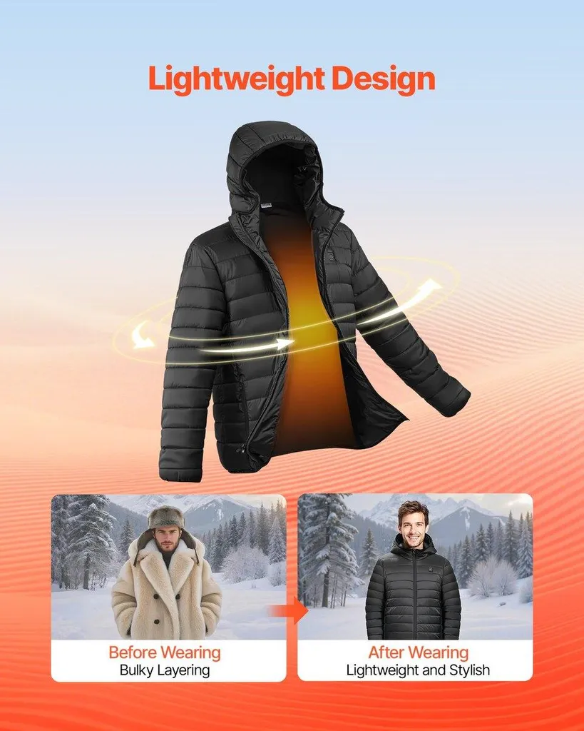 Giacca riscaldata da donna con batteria da 7,4 V, cappotto elettrico Soft Shell, capospalla leggero antivento con 4 zone di riscaldamento e 3 impostazioni di calore, per escursionismo, lavoro all'aperto, nero - 5