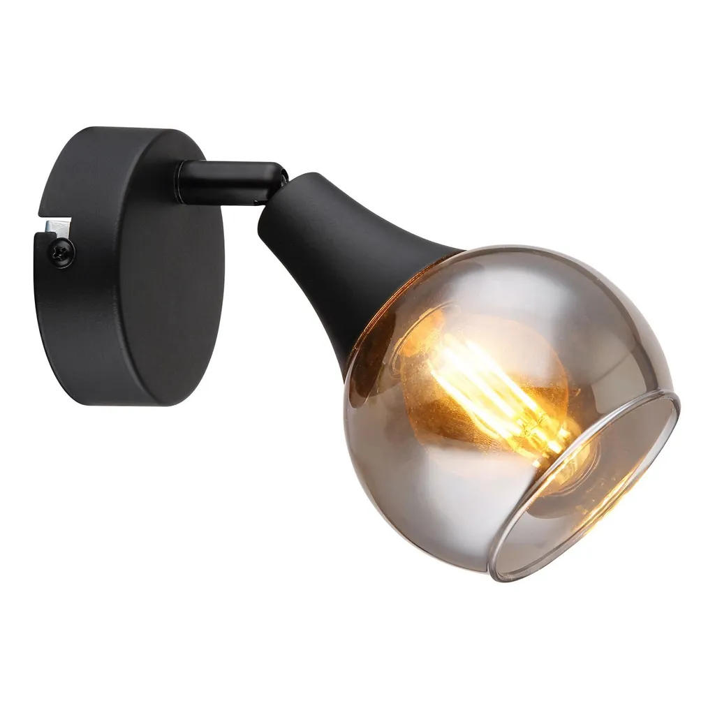 Applique Globo 57904-1 Design Interni | Legno Nero e Vetro Fumé