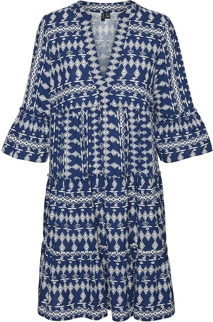 Vero Moda Dicthe 3/4 Exp Kurzes Kurzarmkleid Blau XS / Tall Frau Blau XS