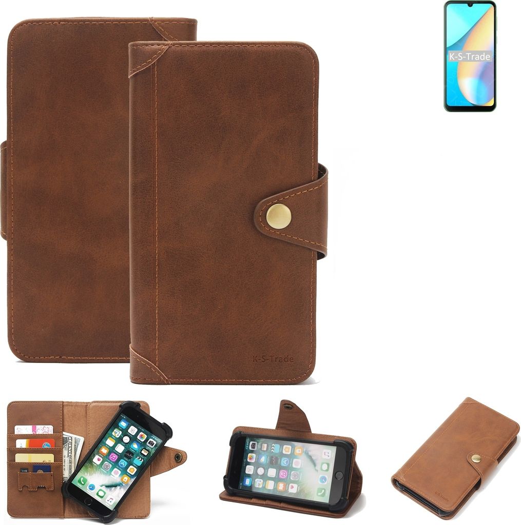 K-S-Trade Handyhülle für Blackview OSCAL C20 Pro Schutz Hülle Walletcase Bookstyle Tasche Case Handytasche Wallet Flipcase Cover PolyurethanBrau...