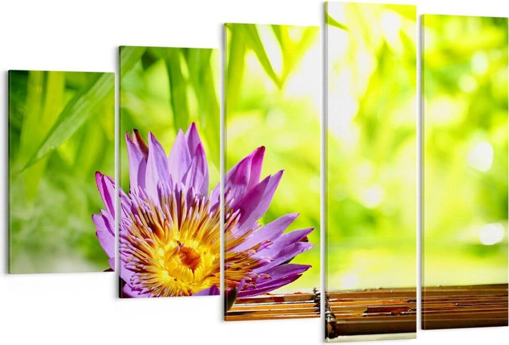 Bild auf Leinwand - Leinwandbild - Asien spa bambus blume - 150x100cm - Wand Bild - Wanddeko - Leinwanddruck - Bilder - Kunstdruck - Wanddekoration...