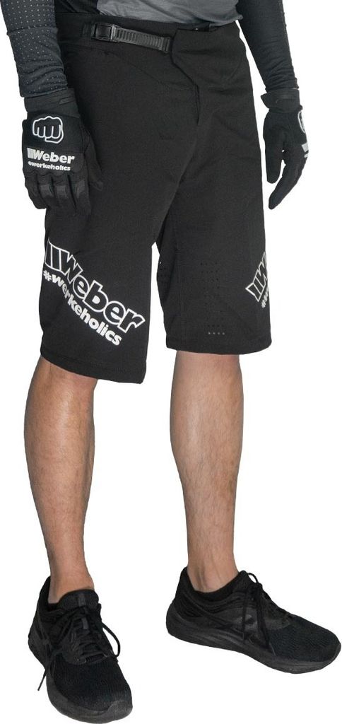Weber #Werkeholics MTB Shorts 34 schwarz mit Taschen und Belüftungszonen mit Ratschenverschluss Stretch Fahrradhose kurz