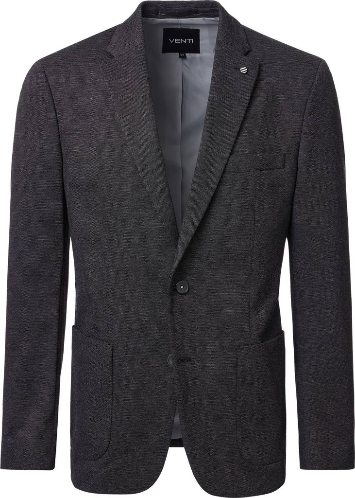 VENTI Herren Sakko Revers Casual-Fit Stretch Bi-Color Anthrazit 30