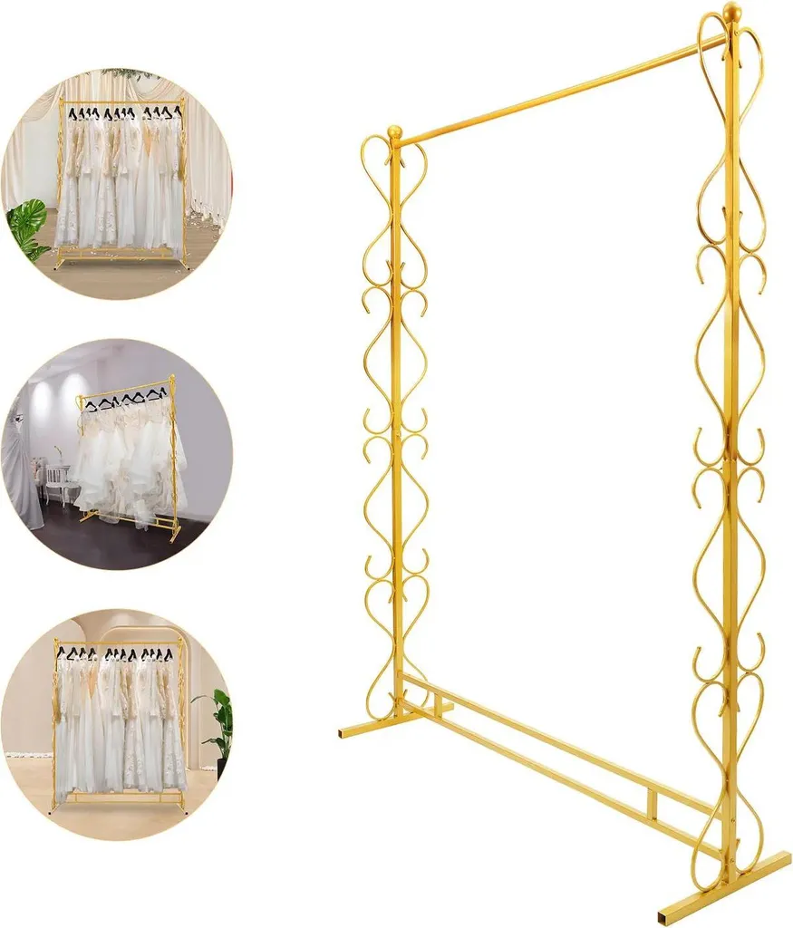 Porte-robe en métal or cadre carré - Support robuste pour mariages