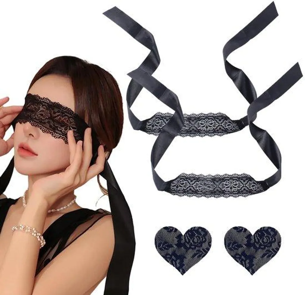Masque de nuit cœur noir chic et ajustable pour une obscurité totale