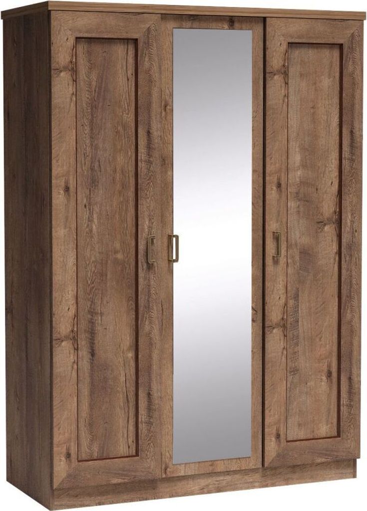 Kleiderschrank in Lefkas Eiche mit Spiegeltür, TEORA-161