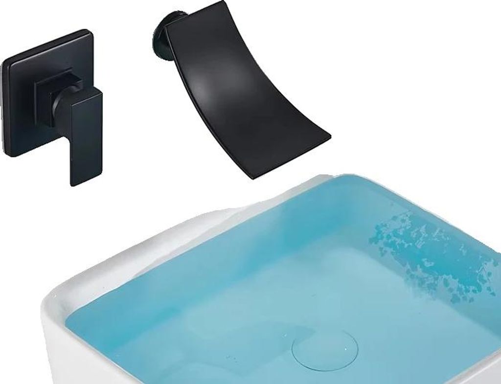 Waschtischarmatur, Wandmontage, zeitgenössisches Design, matte schwarz
