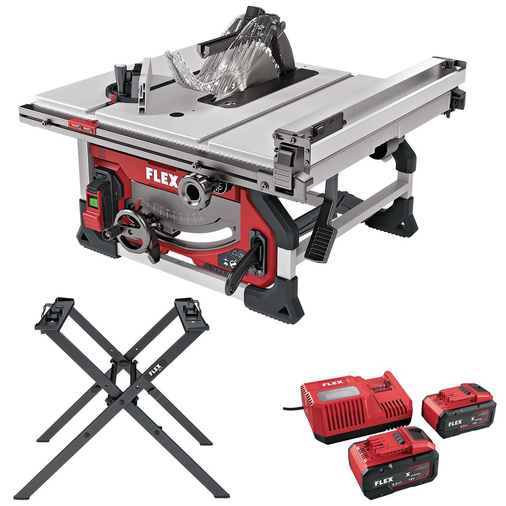Flex Akku-Tischkreissäge TS 92 18-EC + Akku Set P-Set 18-88 R + Untergestell