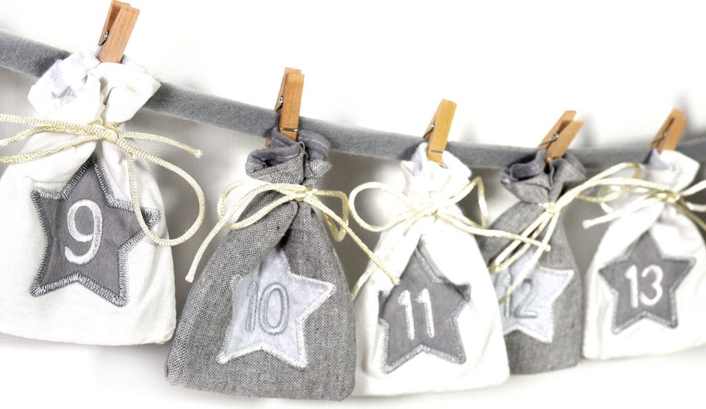 Adventskalender zum Befüllen Groß - Stoff, grau Produktbild 