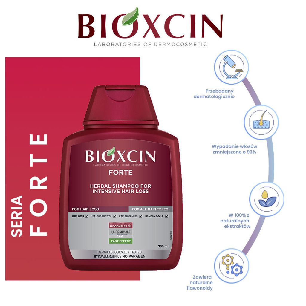 Bioxcin Forte Szampon przeciw silnemu wypadaniu włosów 300 Zdjęcie produktu 2