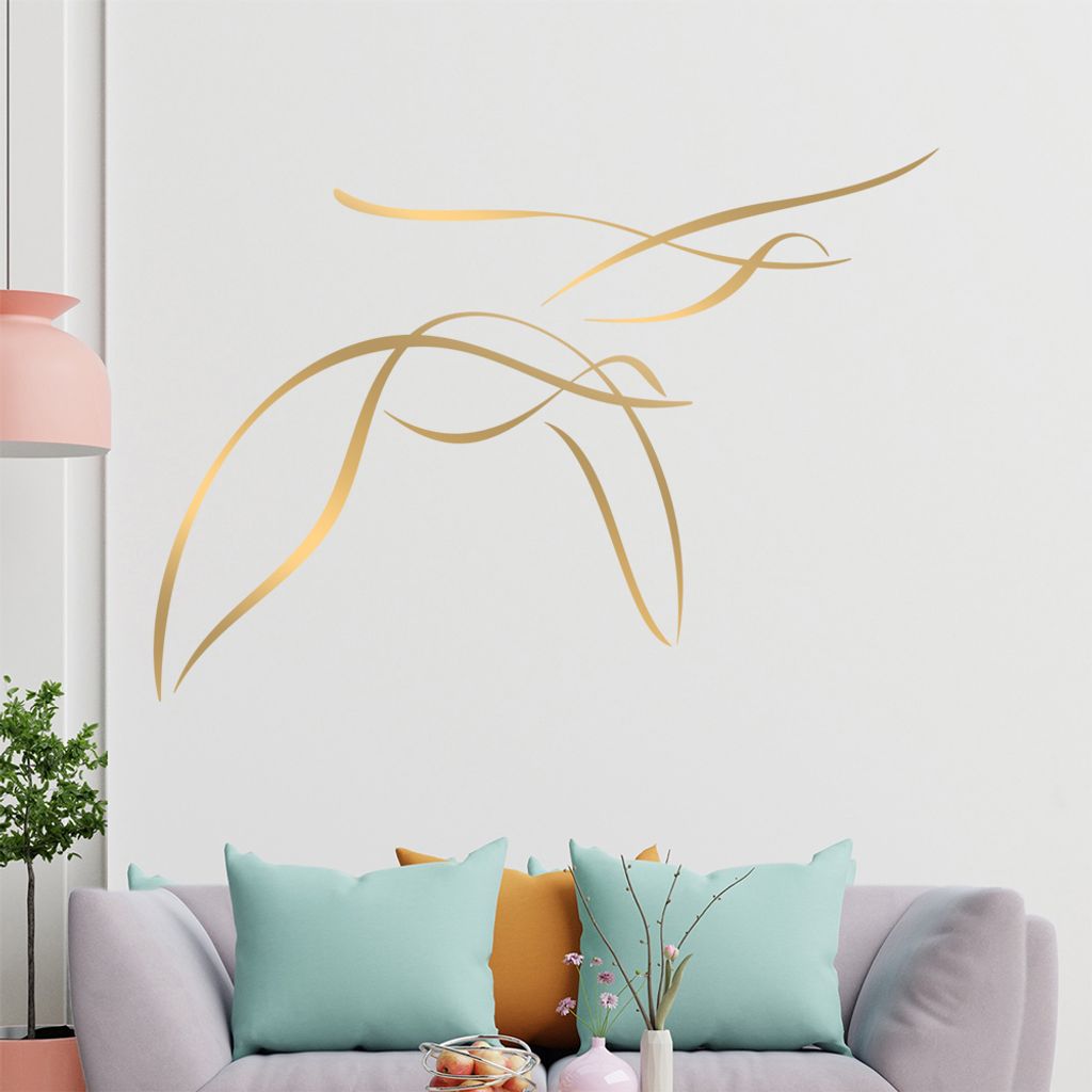 Vögel Linien Wandtattoo in 6 Größen - Wandaufkleber Wall Sticker - Dekoration, Küche, Wohnzimmer, Schlafzimmer, Badezimmer