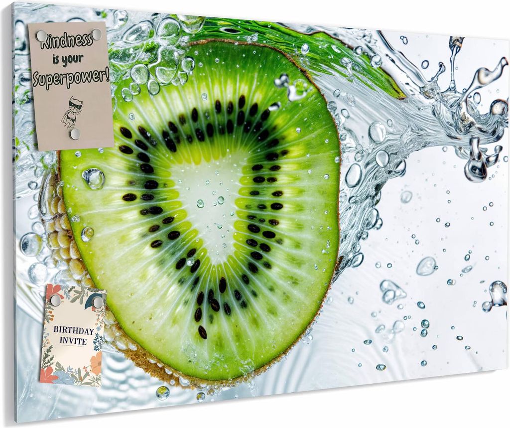 Magnettafel 60x40cm magnetisch & beschreibbar Metall-Board - Kiwi im Wasser