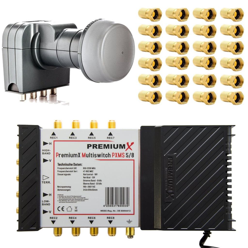 PremiumX Multischalter PXMS 5/8 Switch Netzteil mit Fuba Produktbild 