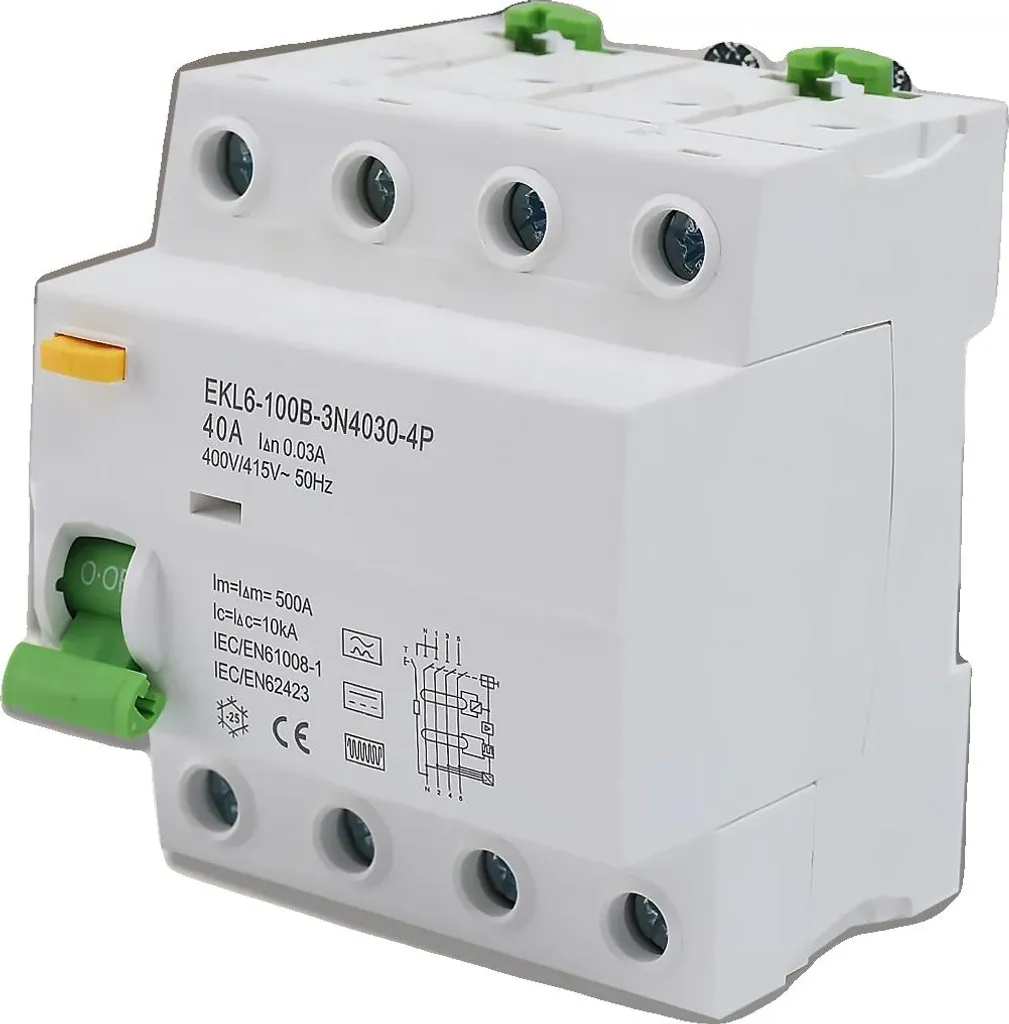 Interrupteur différentiel pour installation triphasée 40A 30mA 400V IP20