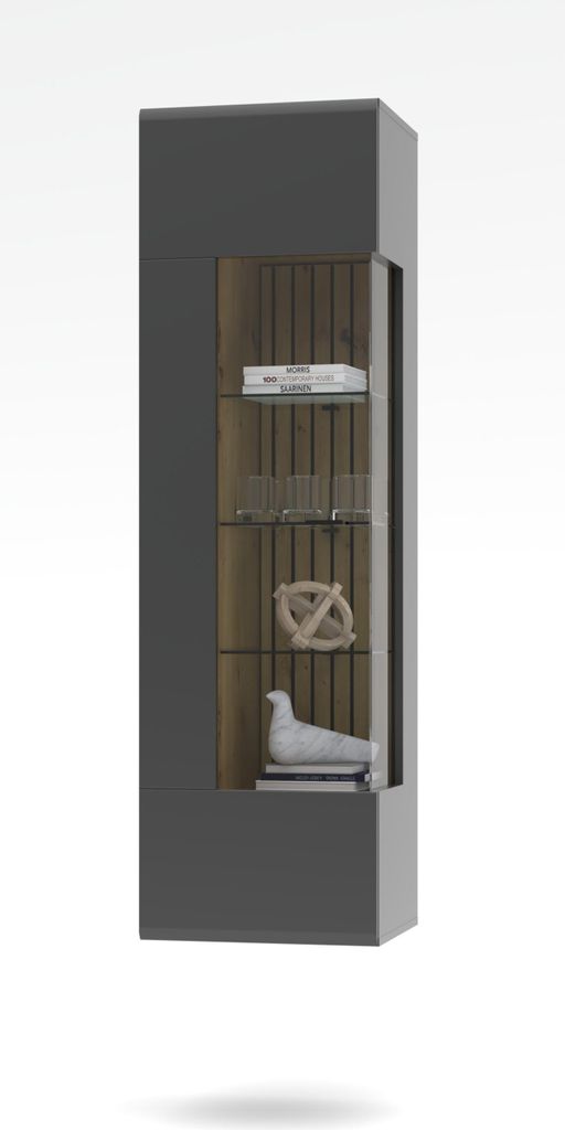 Vitrine HARPER WILLIAMS BHT 49x167x40 cm grau Glasschrank