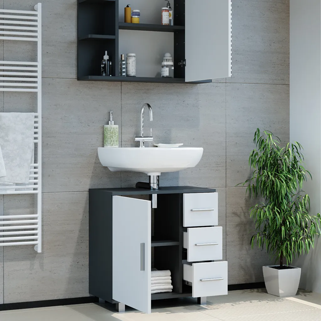 Meuble vasque Vicco Ilias Anthracite - Solution gain de place 2 éléments - 5