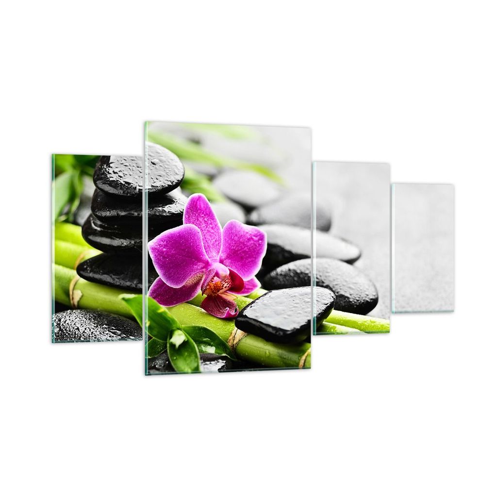 Bilder auf glas - Pflanze Steine Bambus Spa - 160x90cm - Glasbilder - Wandbilder - Kunstdruck - zum Aufhängen bereit - Wanddekoration aus Glas - G...