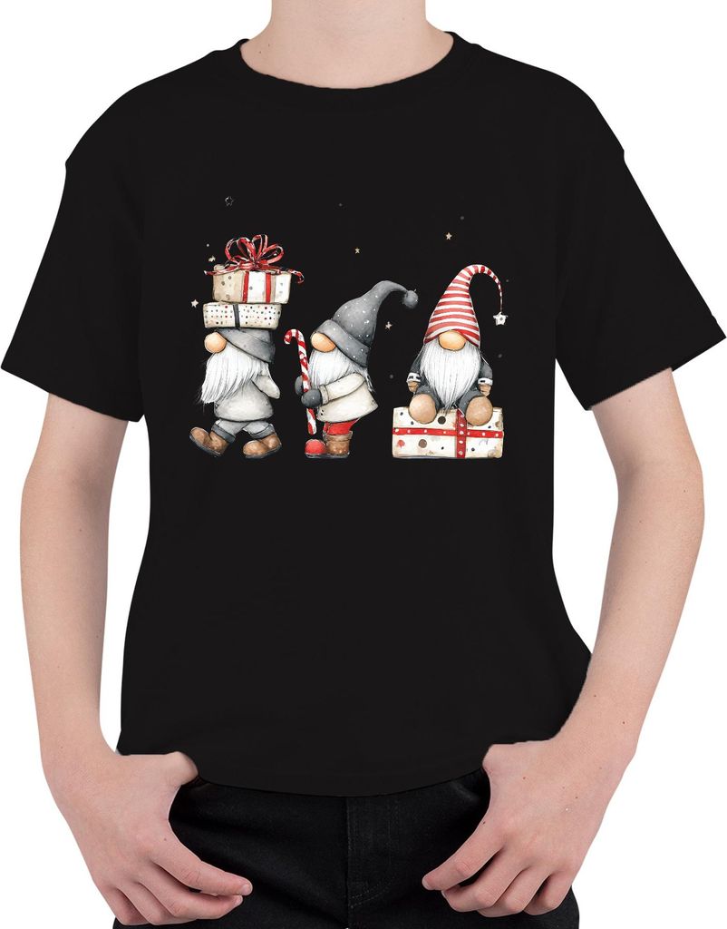 Weihnachtswichtel Skandinavisch niedlich Geschenk Weihnachten Uni Kinder T-Shirt, Schwarz, 140