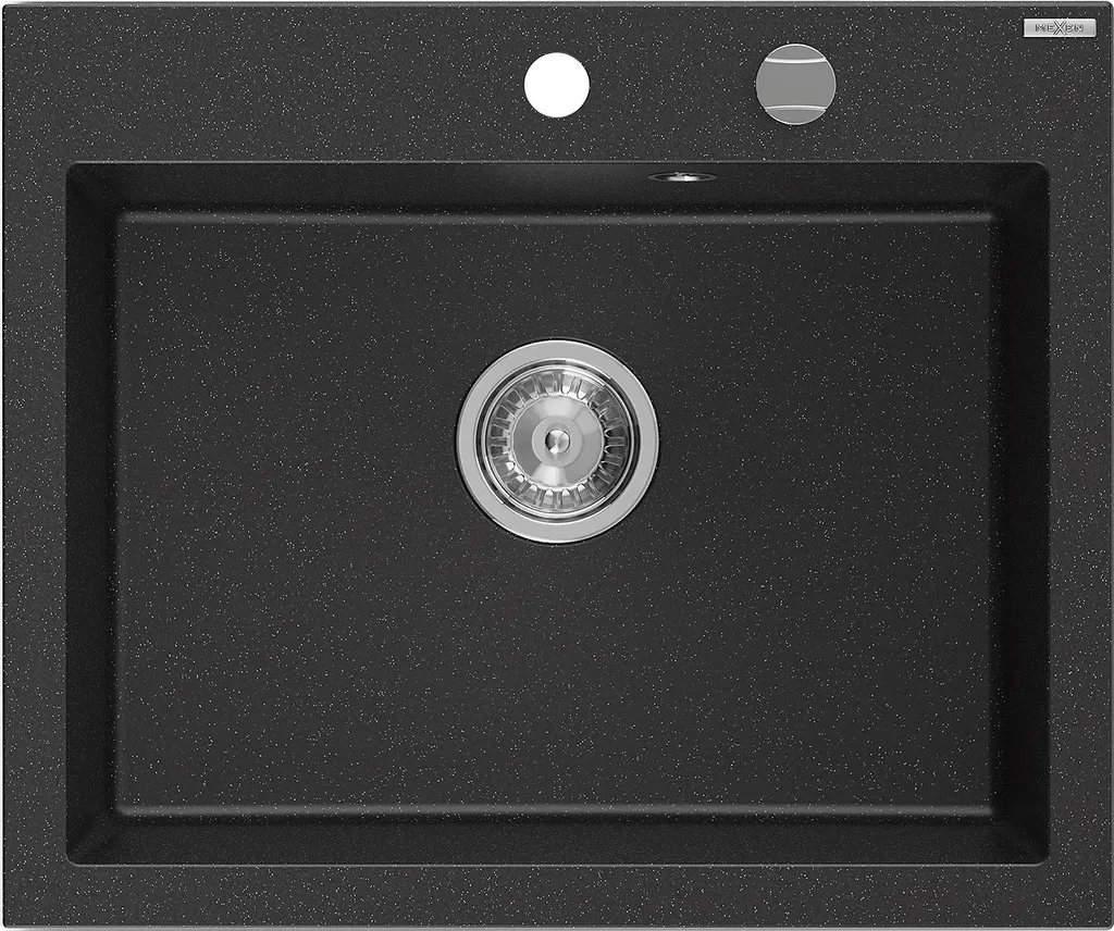 Lavello in Granito 1 Vasca Mexen Elix 600x500mm Nero Argento 6525601005-73