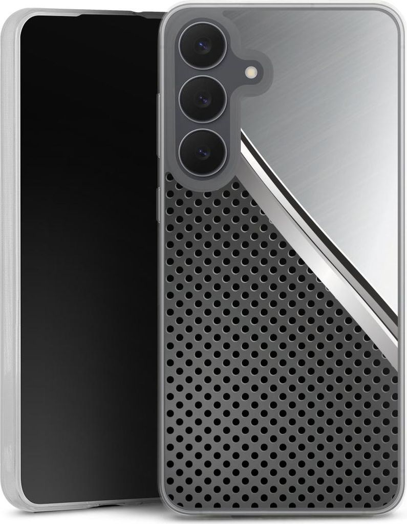 DeinDesign Slim Hülle für Samsung Galaxy S25 FE Silikon Case Ultra Dünn Handyhülle Carbon Metall Stahl