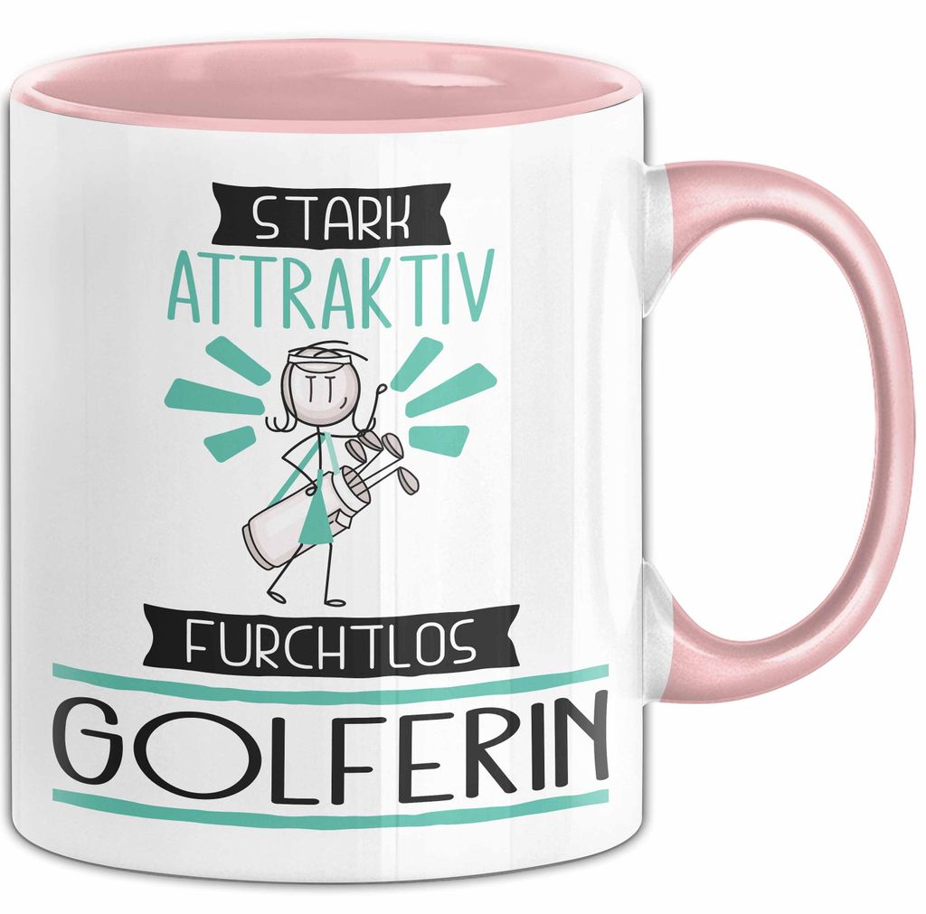 Golferin Tasse Geschenk Becher Stark Attraktiv Furchtlos Golferin Lustige Geschenkidee (Rosa)