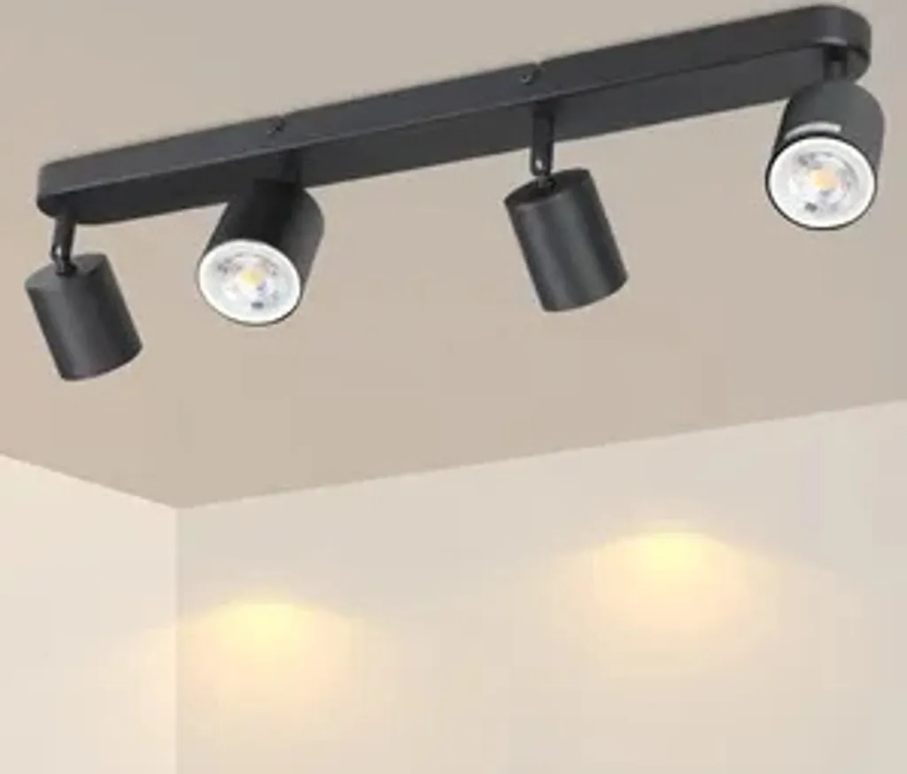 Lampe de plafond 4 spots pour salon et couloir au design métal industriel