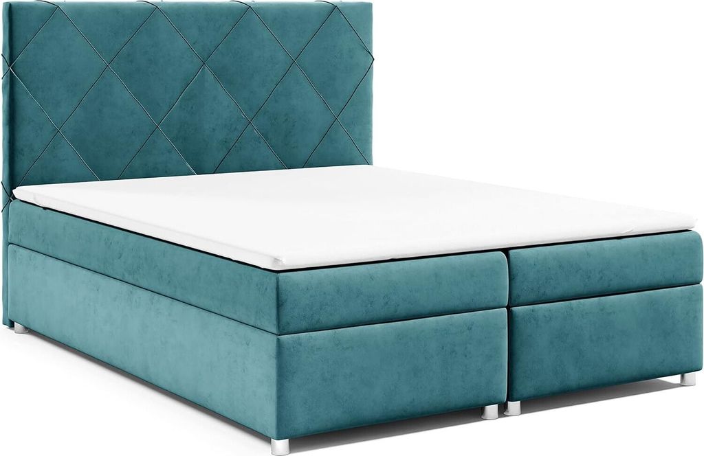 Best for Home Boxspringbett mit Bettkasten Trinity K-7 Bonellfederkern inkl. Topper, mit Lieferung, Aufbau & Entsorgung 160x200-Türkis