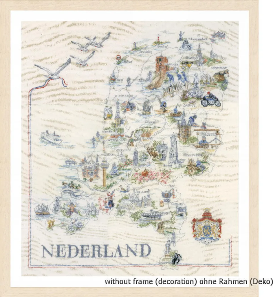 Réussir sa broderie complexe : Kit Lanarte Carte des Pays-Bas guidé