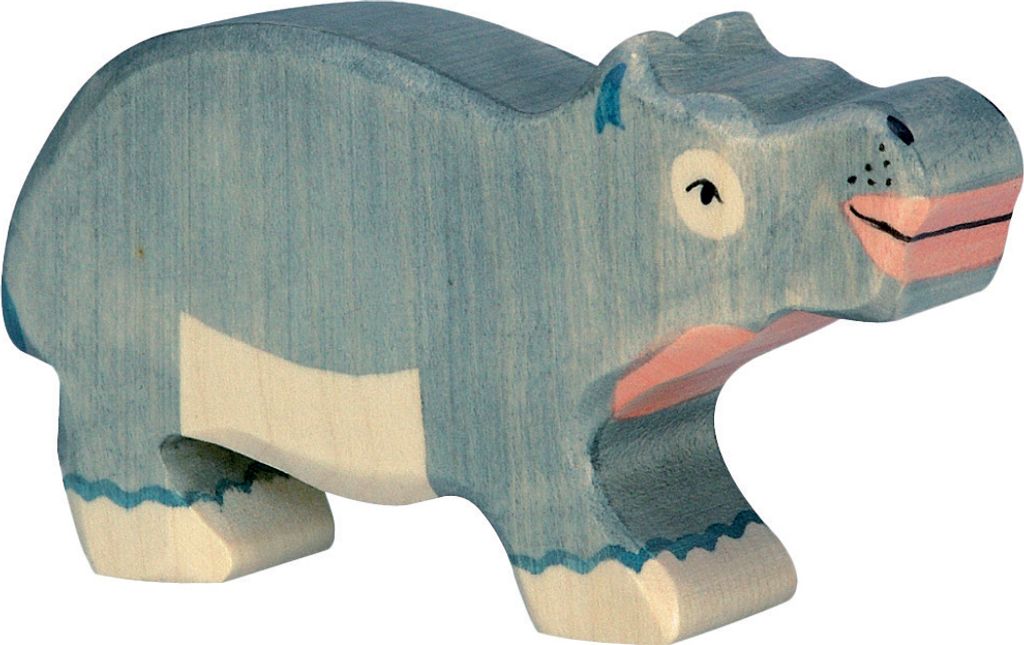 Holztiger Safari Holztiere Holzspielzeug Nilpferd klein Produktbild 