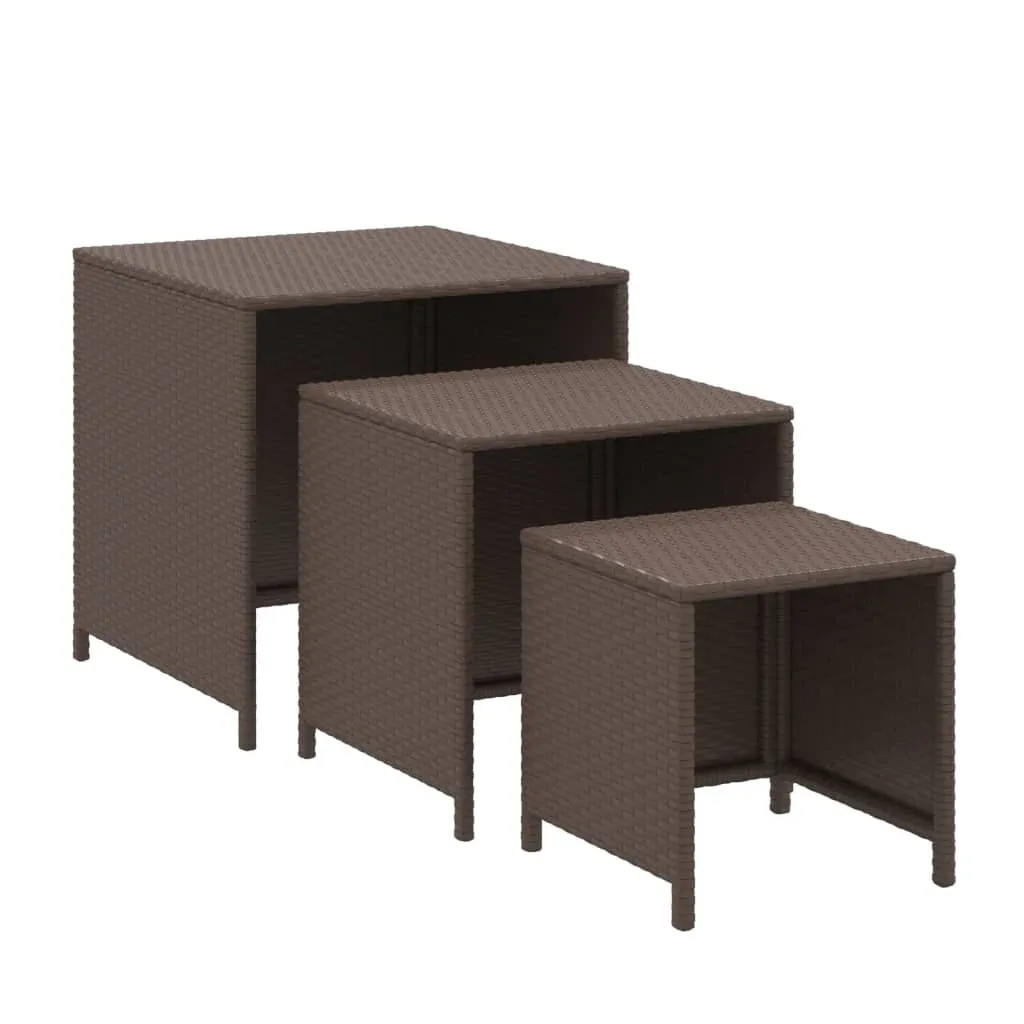 Tables gigognes de jardin marron 3 pcs pour terrasse et balcon