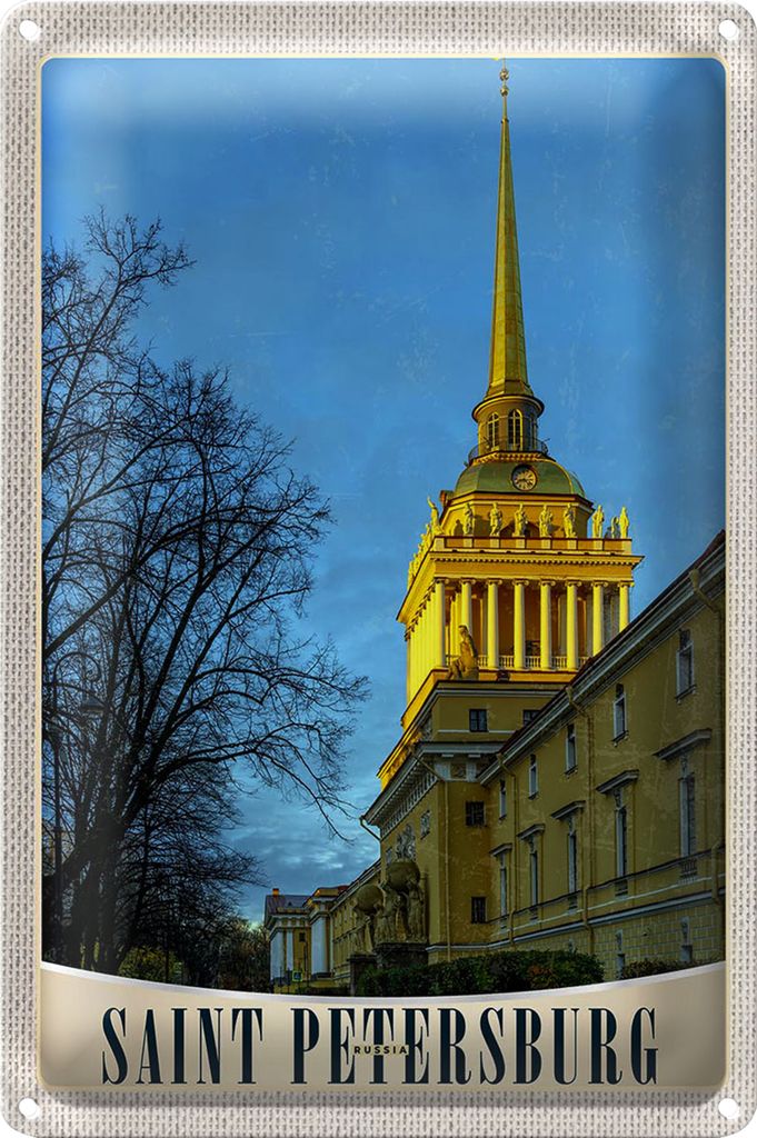 Blechschild Reise 20x30cm Saint Petersburg Kirche Architektur