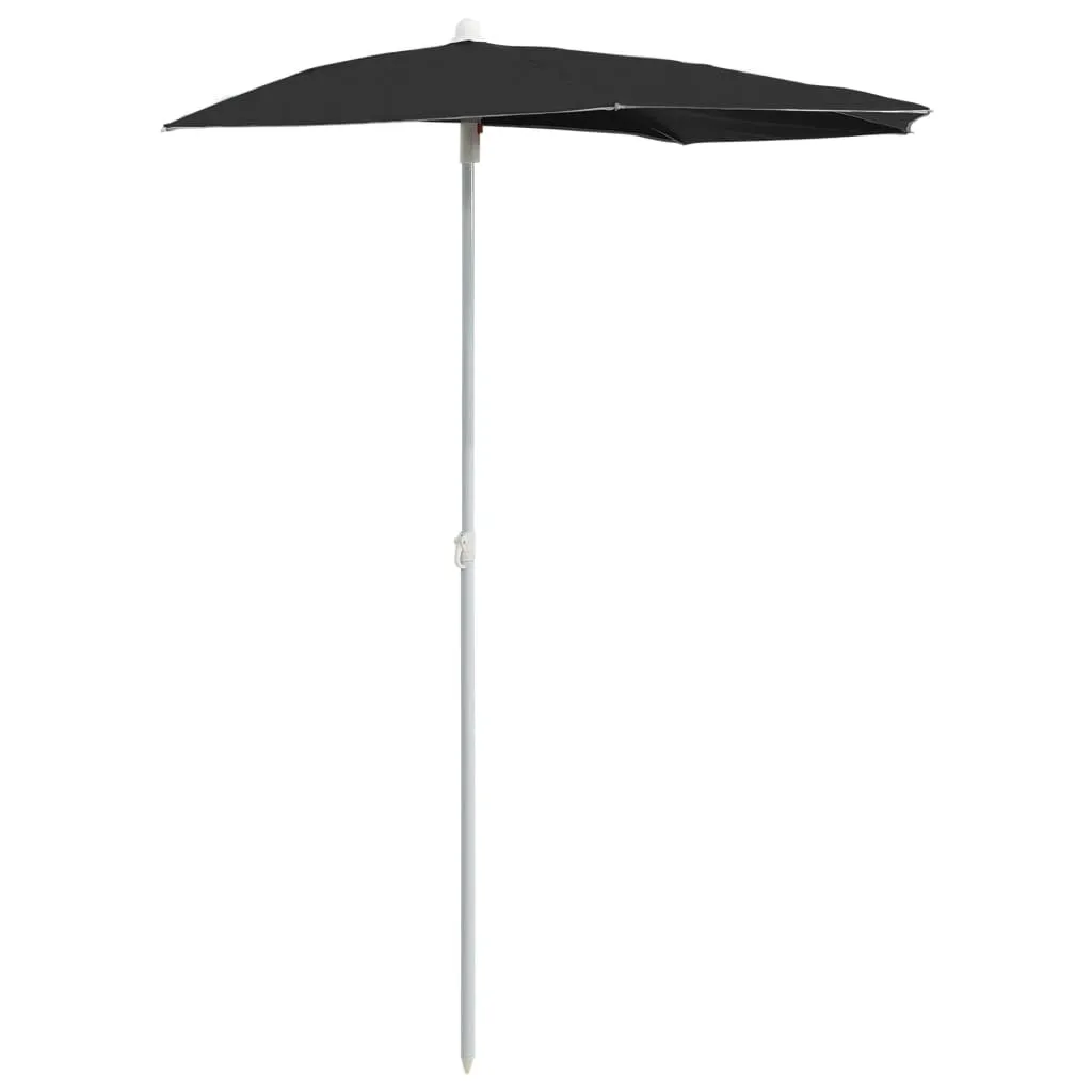 Mezzo ombrellone con asta 180x90 cm nero