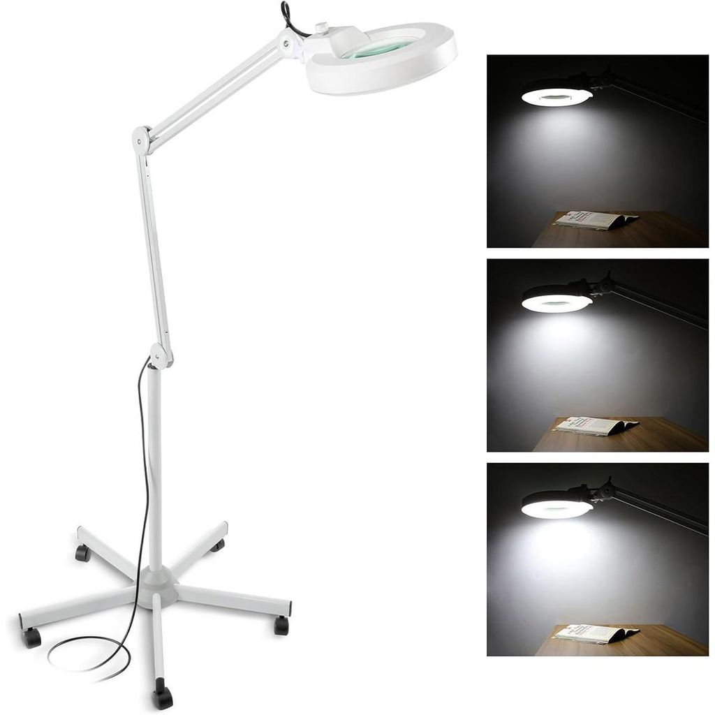 8× Dioptrien Lupenleuchte Kaltlicht – Dimmbar, Make-up-Lupe mit Schwenkarm, Glaslinse, Beauty Salon & SPA mit Stativ