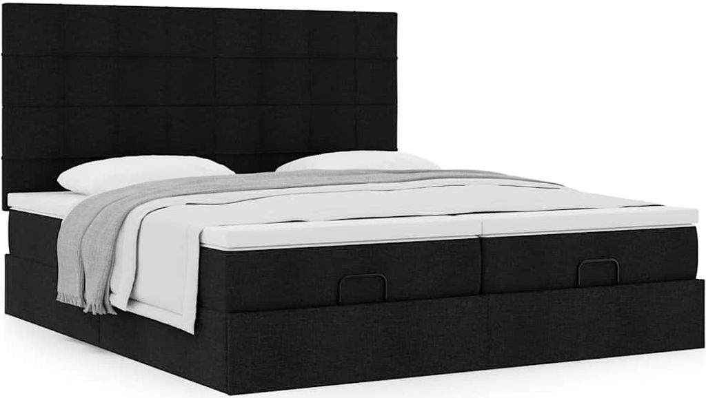 Maison Exclusive - Ottoman-Bett mit Matratzen Schwarz 200x200 cm Stoff