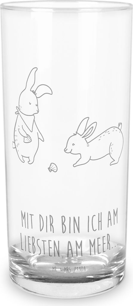 Mr. & Mrs. Panda Glas Hasen Muschel 200 ml - Transparent - Geschenk, Meer, Trinkglas, Cocktailglas, Beste Freundin, Longdrinkglas, Tumbler, Wasserg...