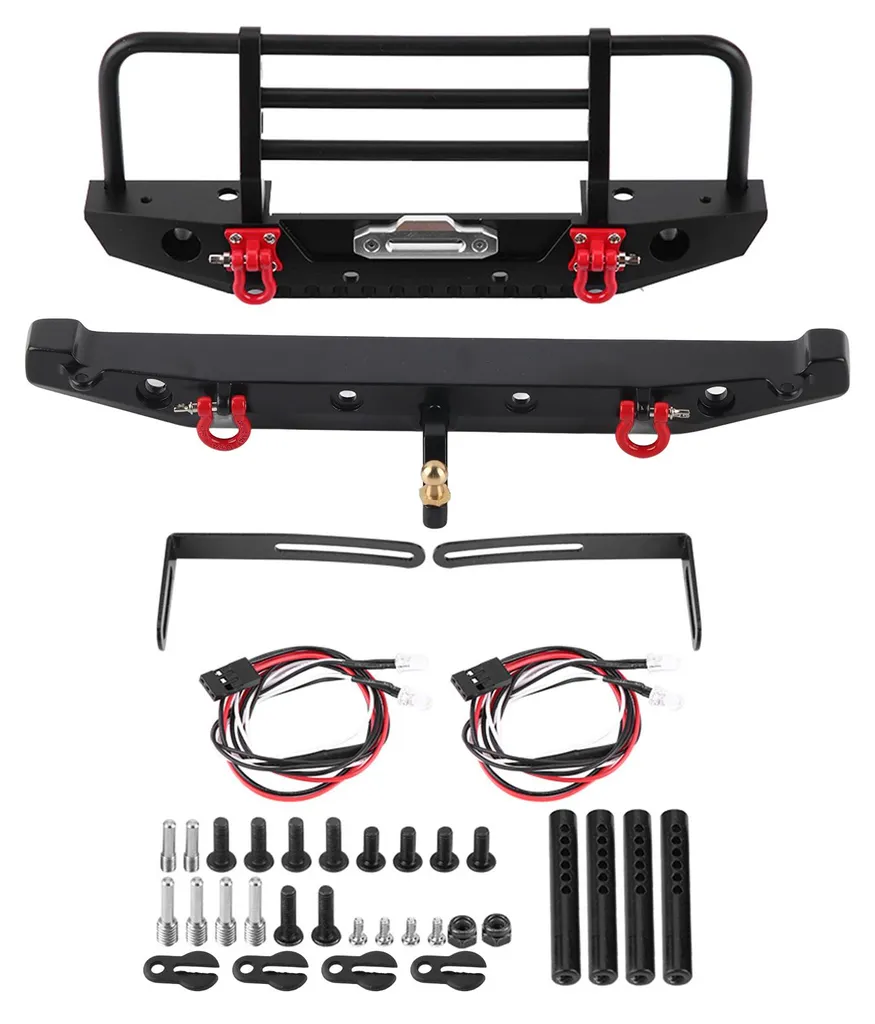 Pare-chocs RC LED Démontable et Solide pour Axial SCX10 II 1/10 Noir