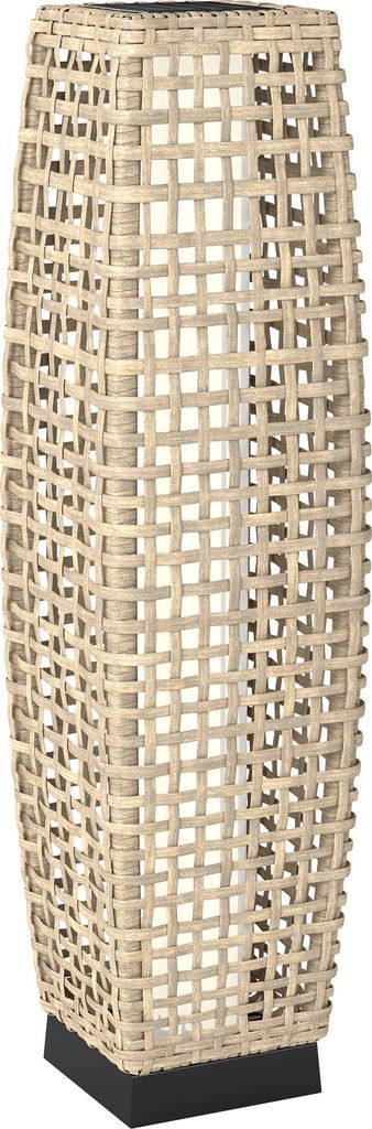 Solar Stehlampe Rattan Solarlampen mit Lichtsensor Automatische LED Solarleuchte im Boho-Stil