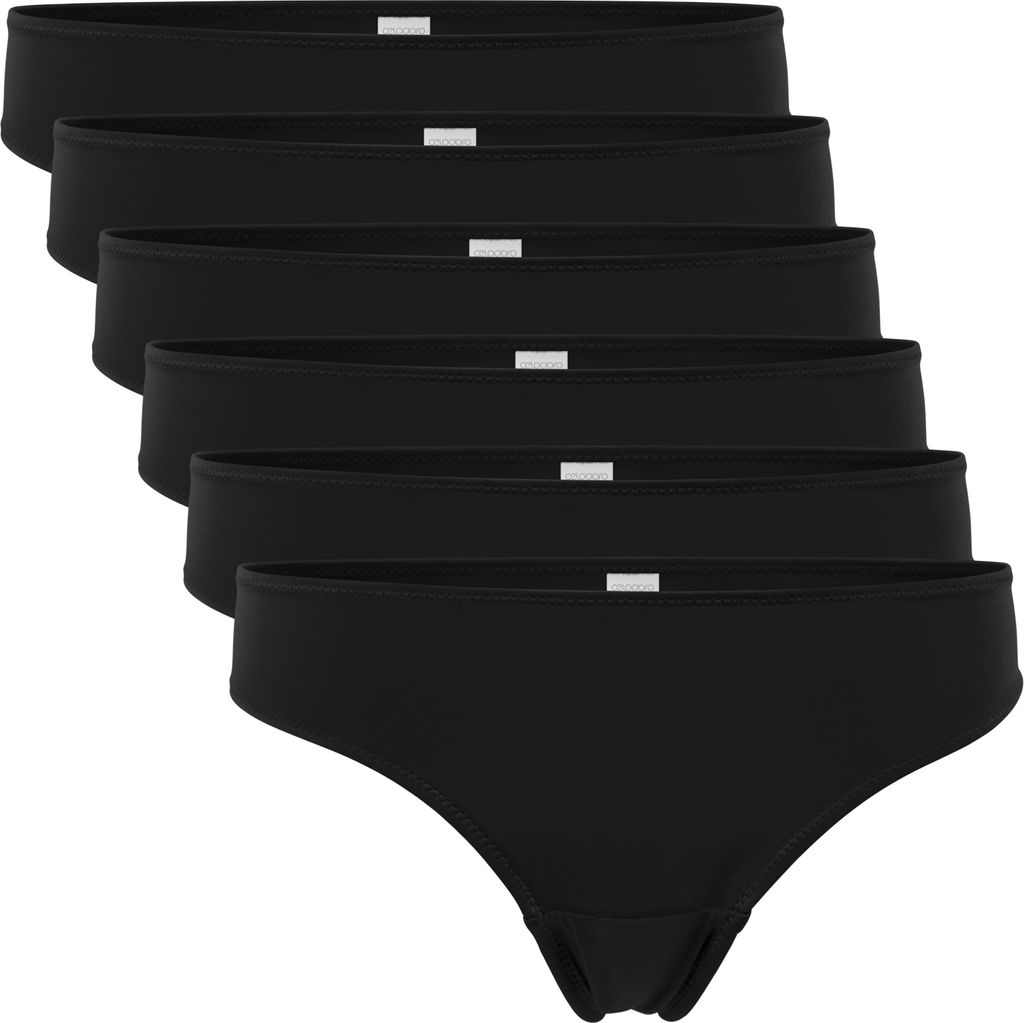 Celodoro Damen String Tanga (6er Pack), Mini-Slips aus Quick Dry-Fasern - Schwarz M